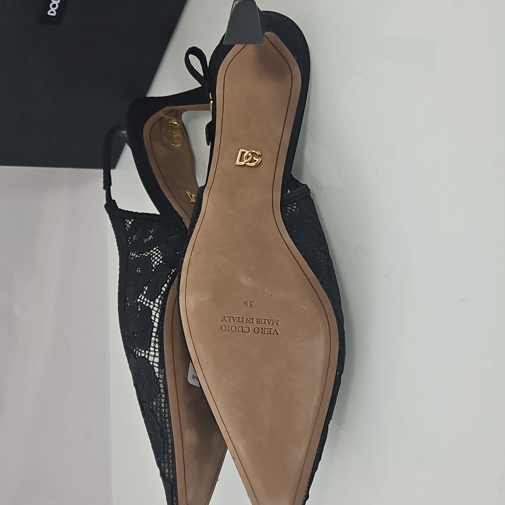 NWT! Dolce & Gabbana Pizzo Leo Lace 65MM Slingback Pumps Size 9 - Picture 13 of 16